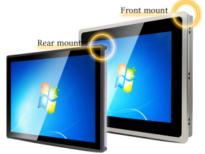 Front and rear mountable industrial monitors